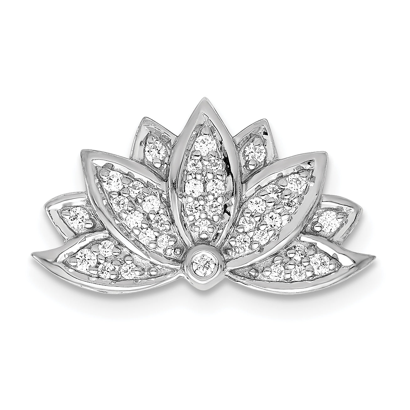 14k White Gold 1/5 carat Diamond Lotus Flower Chain Slide