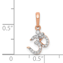 14k Rose Gold 1/10 carat Diamond Om Symbol Pendant