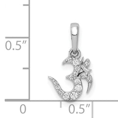 14k White Gold 1/10 carat Diamond Om Symbol Pendant