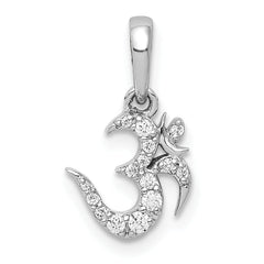 14k White Gold 1/10 carat Diamond Om Symbol Pendant