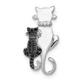 14k White Gold Black and White Diamond Big and Little Cats Chain Slide