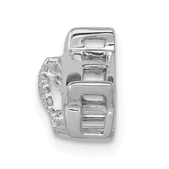 14k White Gold Diamond Mother and Baby Dolphins Chain Slide