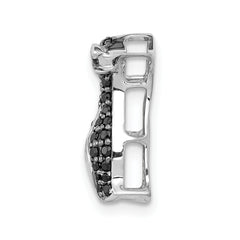 14k White Gold 1/5 carat Black Diamond Penguin Chain Slide