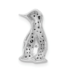14k White Gold 1/5 carat Black Diamond Penguin Chain Slide