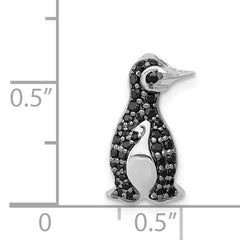 14k White Gold 1/5 carat Black Diamond Penguin Chain Slide