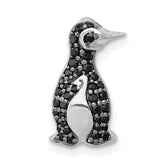 14k White Gold 1/5 carat Black Diamond Penguin Chain Slide