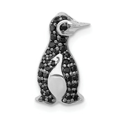 14k White Gold 1/5 carat Black Diamond Penguin Chain Slide