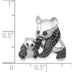14k White Gold 3/8 carat Black Diamond Pandas Chain Slide