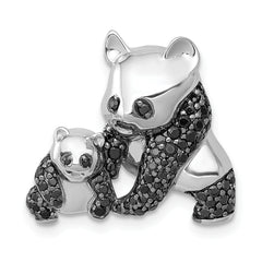 14k White Gold 3/8 carat Black Diamond Pandas Chain Slide
