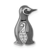 14k White Gold with Black Rhodium Diamond Penguin Chain Slide
