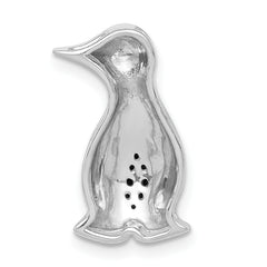 14k White Gold Black Diamond Penguin Chain Slide