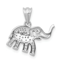 14k White Gold 1/6 carat Diamond Elephant Pendant