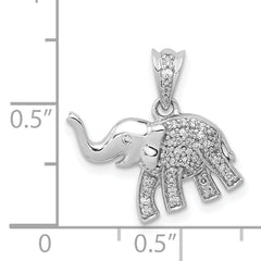 14k White Gold 1/6 carat Diamond Elephant Pendant