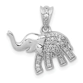14k White Gold 1/6 carat Diamond Elephant Pendant