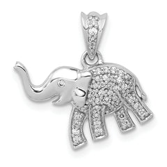 14k White Gold 1/6 carat Diamond Elephant Pendant