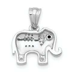 14k White Gold 1/10 carat Black and White Diamond Elephant Pendant
