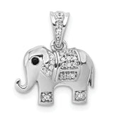 14k White Gold 1/10 carat Black and White Diamond Elephant Pendant