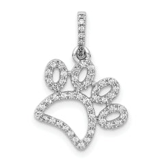 14k White Gold 1/4 carat Lab Grown Diamond VS/SI+ G+ Complete Paw Print Pendant