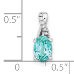 Pure Serenity 14k White Gold .03 carat Lab Grown Diamond VS/SI+ G+ and Lab Created Paraiba Teardrop Pendant
