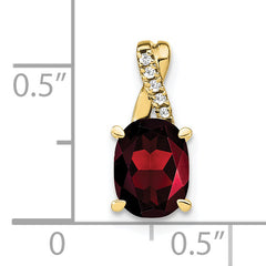 10k Oval Garnet and Diamond Pendant