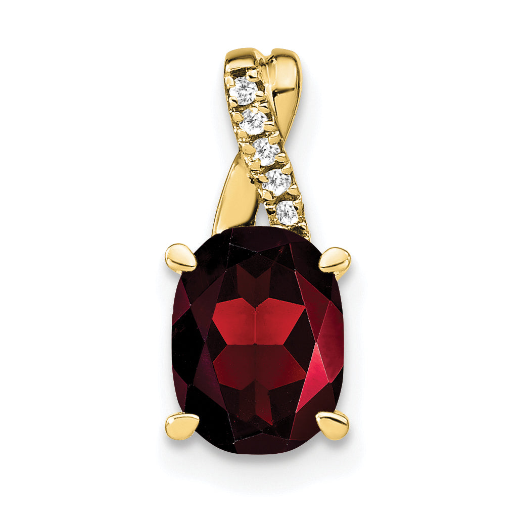 10k Oval Garnet and Diamond Pendant