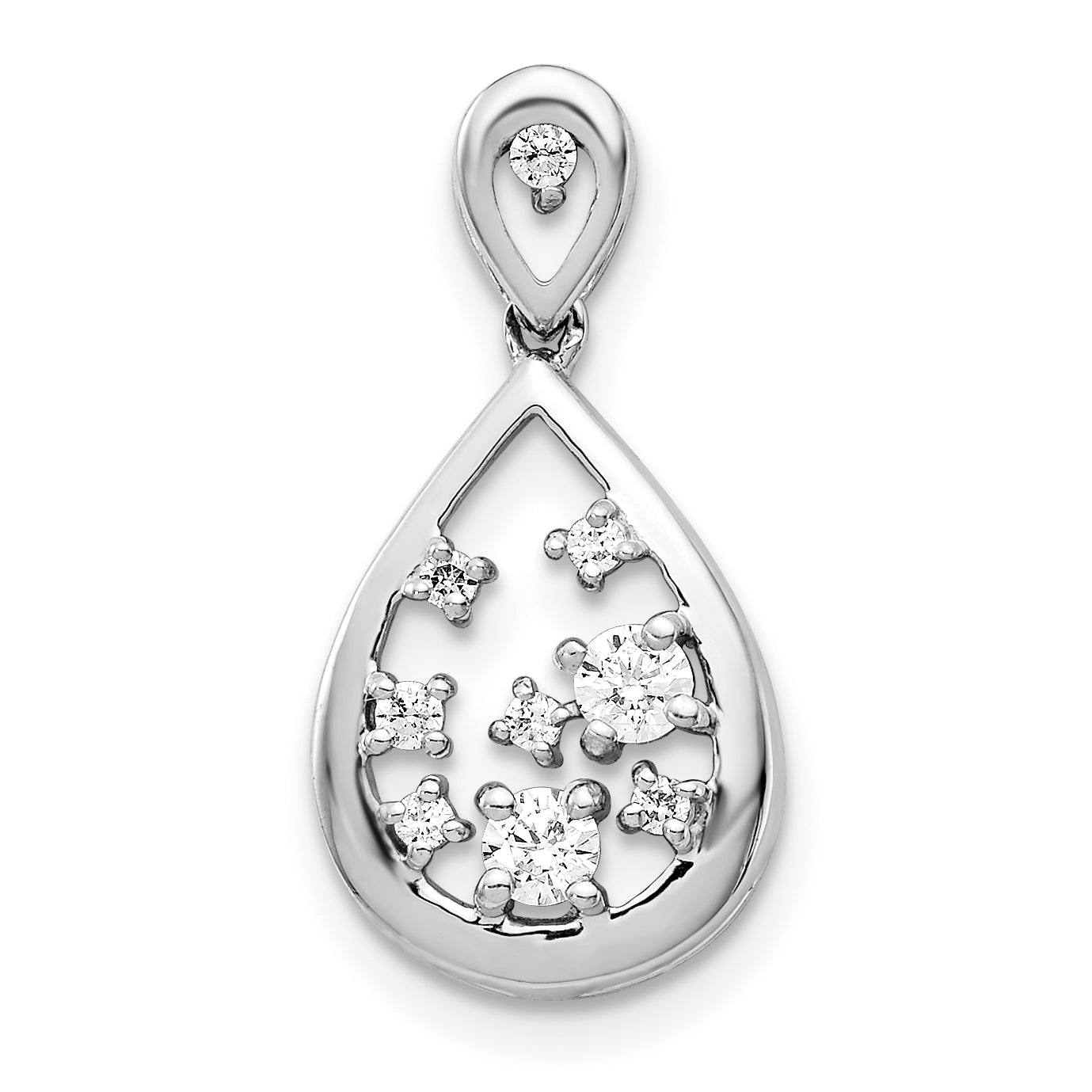 14k White Gold 1/5 carat Lab Grown Diamond VS/SI+ G+ Complete Cluster Double Teardrop Pendant