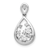 14k White Gold 1/5 carat Lab Grown Diamond VS/SI+ G+ Complete Cluster Double Teardrop Pendant