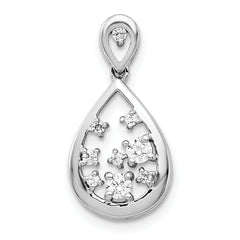 14k White Gold 1/5 carat Lab Grown Diamond VS/SI+ G+ Complete Cluster Double Teardrop Pendant