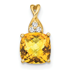 10k Checkerboard Citrine and Diamond Pendant
