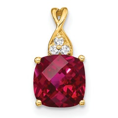10k Checkerboard Created Ruby and Diamond Pendant