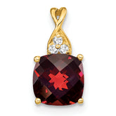 10k Checkerboard Garnet and Diamond Pendant
