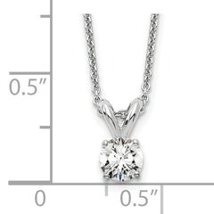 14k White Gold 1/4 carat Lab Grown Diamond VS+ F+ Round Complete Four Prong 18 inch Solitaire Pendant Necklace