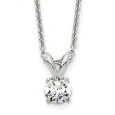 14k White Gold 1/4 carat Certified Lab Grown Diamond VS+ F+ Round Complete Four Prong 18 inch Solitaire Pendant Necklace