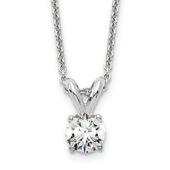 14k White Gold 1/4 carat Certified Lab Grown Diamond VS+ F+ Round Complete Four Prong 18 inch Solitaire Pendant Necklace