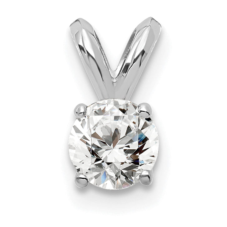 14k White Gold 1/4 carat Certified Lab Grown Diamond VS+ F+ Round Complete Four Prong Solitaire Pendant