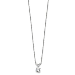 14k White Gold 1/3 carat Lab Grown Diamond VS+ F+ Round Complete Four Prong 18 inch Solitaire Pendant Necklace