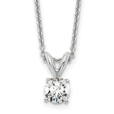 14k White Gold 1/3 carat Lab Grown Diamond VS/SI+ G+ Round Complete Four Prong 18 inch Solitaire Pendant Necklace