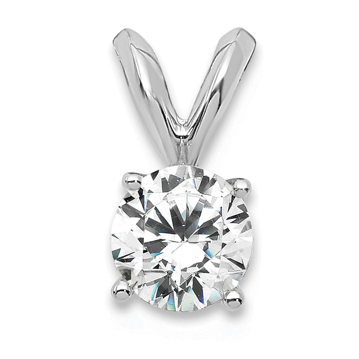 14k White Gold 1/3 carat Certified Lab Grown Diamond VS+ F+ Round Complete Four Prong Solitaire Pendant