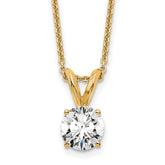 14k 1/2 carat Lab Grown Diamond VS/SI+ G+ Round Complete Four Prong 18 inch Solitaire Pendant Necklace