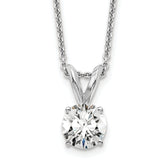 14k White Gold 1/2 carat Lab Grown Diamond VS/SI+ G+ Round Complete Four Prong 18 inch Solitaire Pendant Necklace