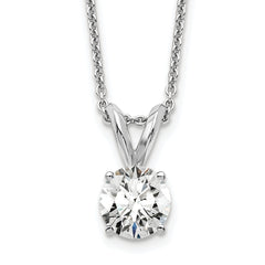 14k White Gold 1/2 carat Lab Grown Diamond VS/SI+ G+ Round Complete Four Prong 18 inch Solitaire Pendant Necklace