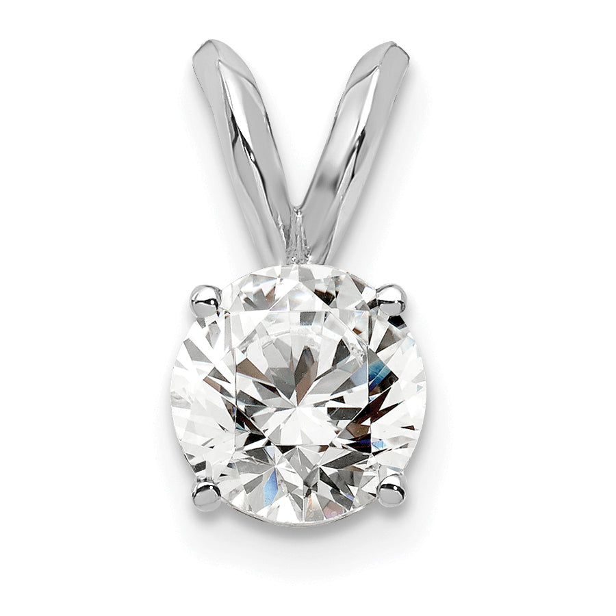 14k White Gold 1/2 carat Certified Lab Grown Diamond VS+ F+ Round Complete Four Prong Solitaire Pendant