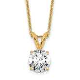 14k 3/4 carat Lab Grown Diamond VS+ F+ Round Complete Four Prong 18 inch Solitaire Pendant Necklace