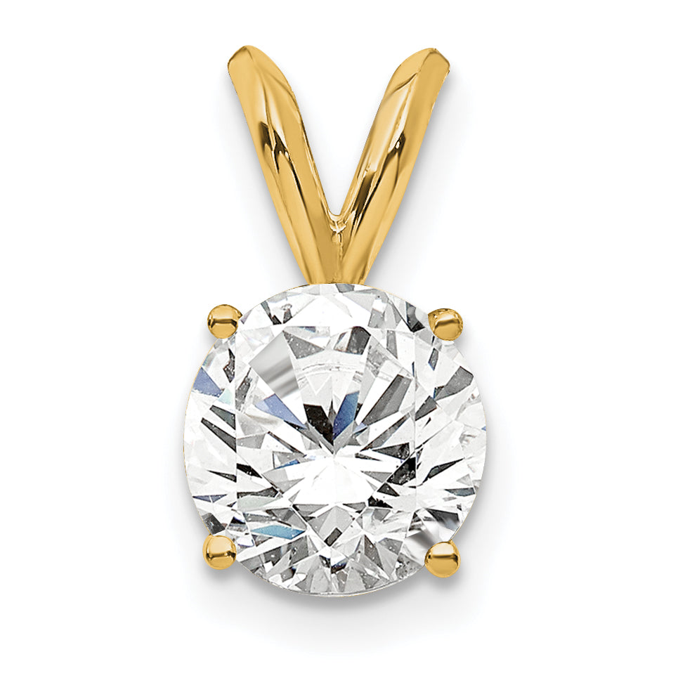 14k 3/4 carat Certified Lab Grown Diamond VS/SI+ G+ Round Complete Four Prong Solitaire Pendant