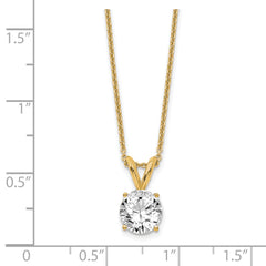 14k 3/4 carat Lab Grown Diamond VS/SI+ G+ Round Complete Four Prong 18 inch Solitaire Pendant Necklace