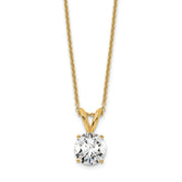 14k 3/4 carat Lab Grown Diamond VS/SI+ G+ Round Complete Four Prong 18 inch Solitaire Pendant Necklace
