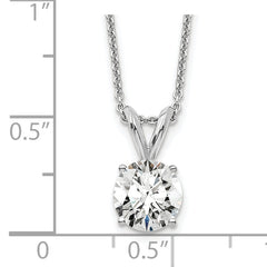 14k White Gold 3/4 carat Certified Lab Grown Diamond VS/SI+ G+ Round Complete Four Prong 18 inch Solitaire Pendant Necklace