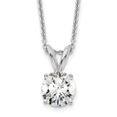 14k White Gold 3/4 carat Certified Lab Grown Diamond VS+ F+ Round Complete Four Prong 18 inch Solitaire Pendant Necklace