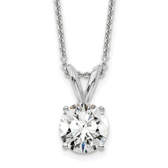 14k White Gold 3/4 carat Certified Lab Grown Diamond VS+ F+ Round Complete Four Prong 18 inch Solitaire Necklace