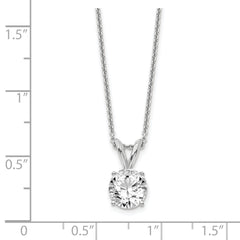 14k White Gold 3/4 carat Lab Grown Diamond VS/SI+ G+ Round Complete Four Prong 18 inch Solitaire Pendant Necklace
